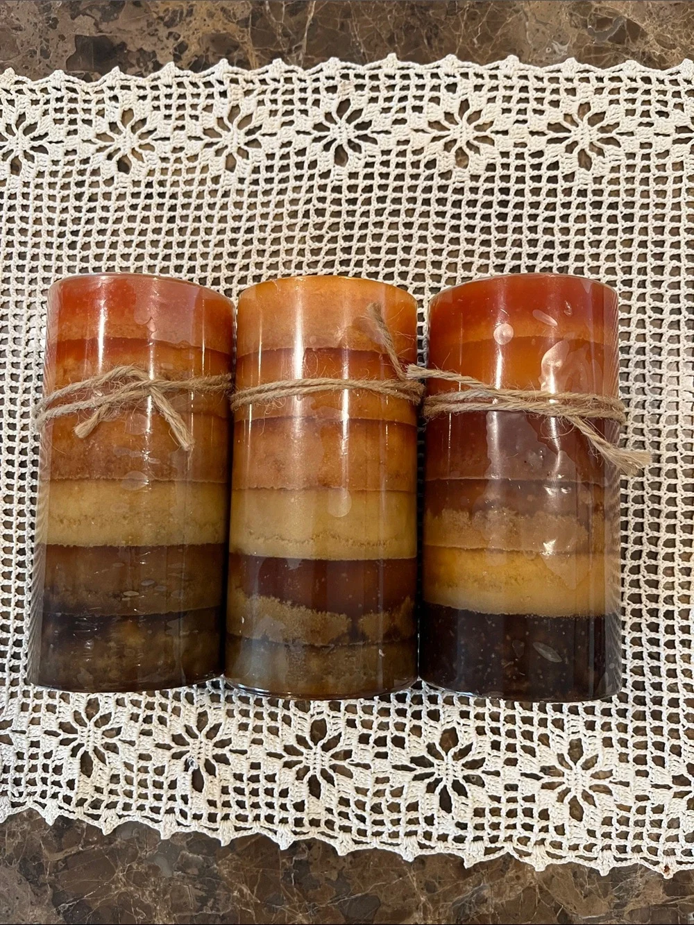 🆕 Set of 3 Decorative Scented Rustic Pillar Candles “Harmony” Multi Color Wax
